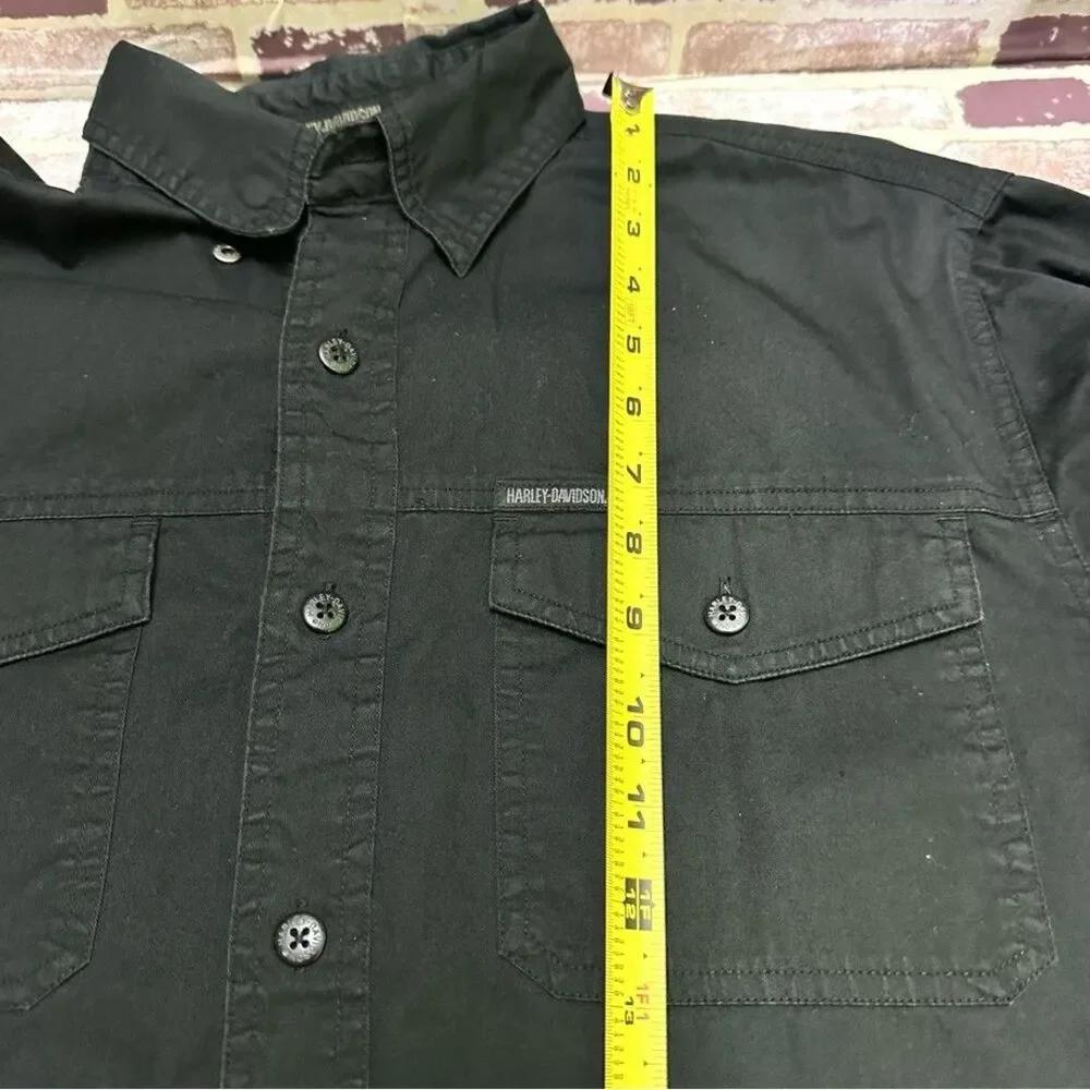 Harley-Davidson Black Lightweight Shirt Jacket with Iconic Eagle Design